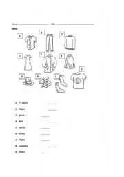 English worksheet: Clothes