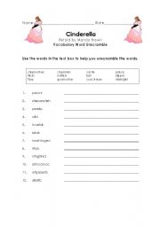 English Worksheet: Vocabulary Word Unscramble