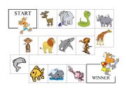 English worksheet: WILD AND OCEAN ANIMALS BOARGAME