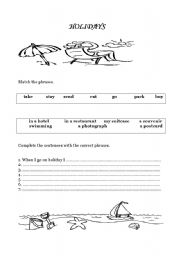 English worksheet: HOLIDAYS