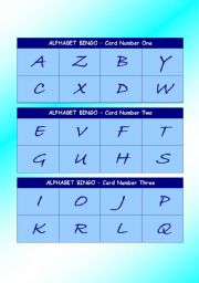 English Worksheet: Alphabet Bingo cards - new layout