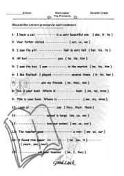 English Worksheet: pronouns
