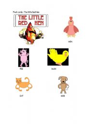 English Worksheet: The little Red Hen Flashcards