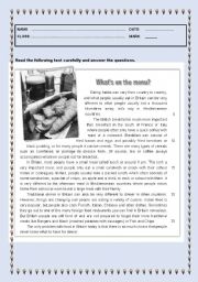 English Worksheet: Test - Whats on the Menu?
