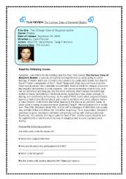 English Worksheet: Worksheet on the Strange Case of Benjamin Button