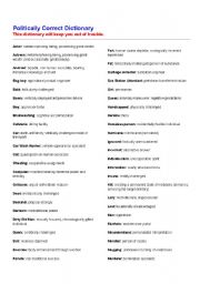 English Worksheet: Politically correct language dictionary (fun)