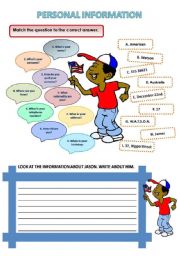 English Worksheet: PERSONAL INFORMATION