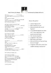 English Worksheet: Song: Dont worry, be happy