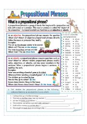 English Worksheet: Prepositional Phrases