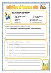 English Worksheet: Infinitive of Purpose with the Simpsons