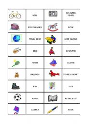 English Worksheet: memory game: toys