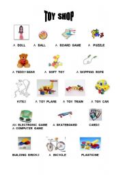 English worksheet: AT A TOY SHOP