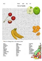 English Worksheet: Fun Page - Fruits and Vegetables