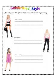 English Worksheet: Celebrities Style 1