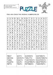 English Worksheet: ORDINAL NUMBER