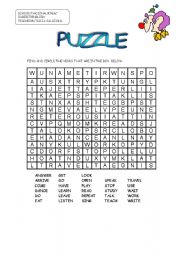 English Worksheet: PUZZLE VERBS