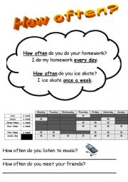 English Worksheet: How often? Once/twice/three times etc - A Simple Introduction