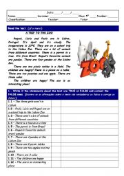 Reading comprehension worksheet foccused on 