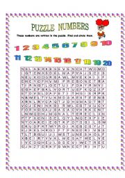 English Worksheet: puzzle numbers