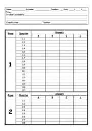 American test look-alike - Answer grid