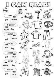 English Worksheet: I can read - clothes (3/5)