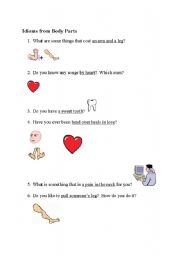 English Worksheet: Body Parts Idioms 