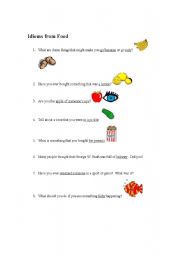 English Worksheet: Idioms from Food