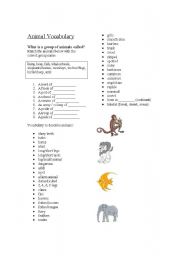 English worksheet: Animal Vocabulary