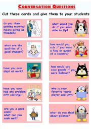 English Worksheet: Conversation Cards