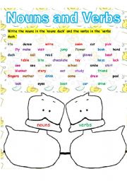 English Worksheet: Nouns and Verbs