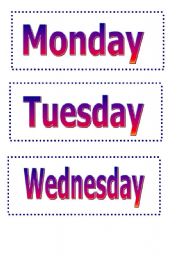 English Worksheet: Days of the week flashcards