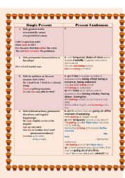 English worksheet: present simple and continuous guide