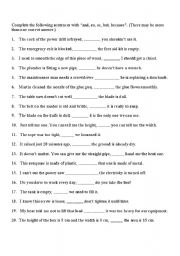 English Worksheet: Sub Technical English Vocabulary with Connectors Exercise