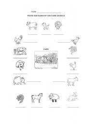 English worksheet: Farm animals names to write