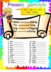 add   -ing   to each verb