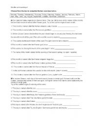 English worksheet: Months and weekdays