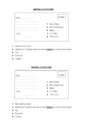 English worksheet: Writing a potcard