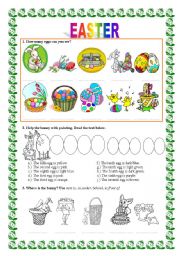 English Worksheet: EASTER-cardinal and ordinal numbers, colours, prepositions of place