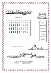 English worksheet: BIRTHDAYS