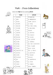 English Worksheet: Verb - Noun Collocation