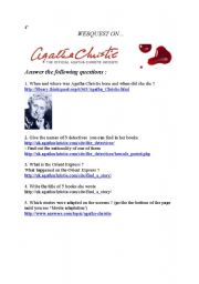 English Worksheet:  a webquest on A.Christie