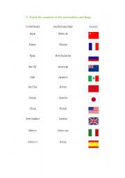 English worksheet: Nationalities and Flags