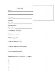 English Worksheet: Country Project