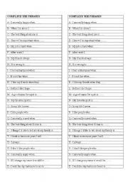 English Worksheet: complete the phrases (conversation)