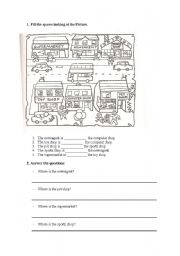 English Worksheet: places in a town