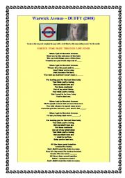 English Worksheet: DUFFY SONG: Warwick Avenue worksheet