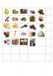 English worksheet: Fruits and Vegetables Memory Game