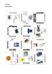 English worksheet: Puzzle: Sport Gear