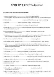 English Worksheet: adjectives
