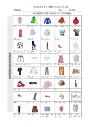 English Worksheet: Clothes pictionary